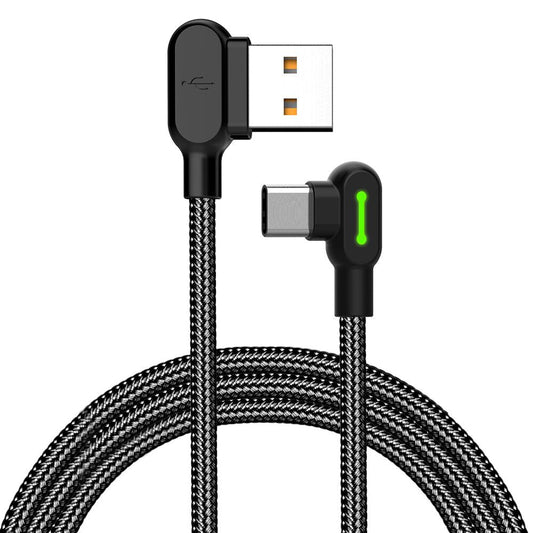 Mcdodo Right Angle USB C Cable 3A - product main black front view - b.savvi
