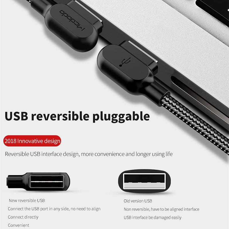 Mcdodo Right Angle USB C Cable 3A - product details usb reverisble pluggable - b.savvi