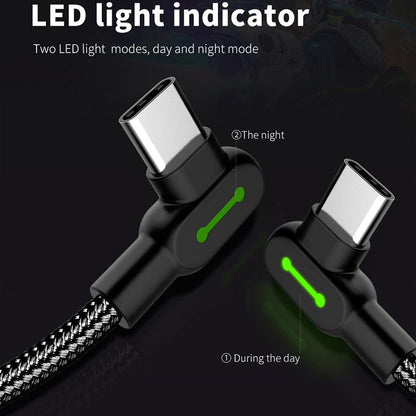 Mcdodo Right Angle USB C Cable 3A (UK) - product details led light indicator - b.savvi