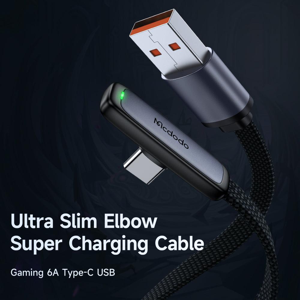 Mcdodo Slim 90 Degree USB C Flat Cable 100W 6A (1.2m) - product details ultra slim elbow cable - b.savvi