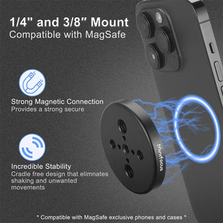 Minifocus C1201 Magnetic Phone Tripod Mount Adapter 1/4" 3/4" Holes Compatible with MagSafe - product details - b.savvi