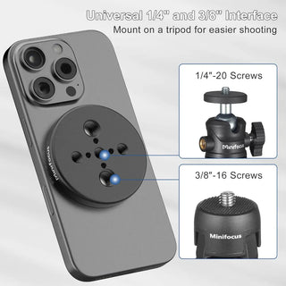Minifocus C1201 Magnetic Phone Tripod Mount Adapter 1/4" 3/4" Holes Compatible with MagSafe - product details - b.savvi