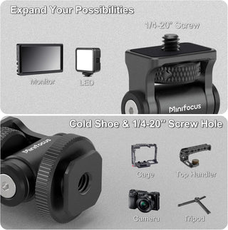 MINIFOCUS Camera Monitor Mount with Cold Shoe, 1/4" Screw 160 Degree Tilt Adjustment - product details - b.savvi