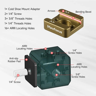 MINIFOCUS Multi-Hole Screws Adapter with Cold Shoe Mounts 1/4'' & 3/8'' Thread - product details - b.savvi