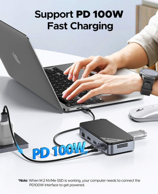 ORICO 10-in-1 USB C Hub with 10Gbps M.2 NVMe SSD Enclosure, Built-In Cooling Fan - product details support pd 100w fast charging - b.savvi