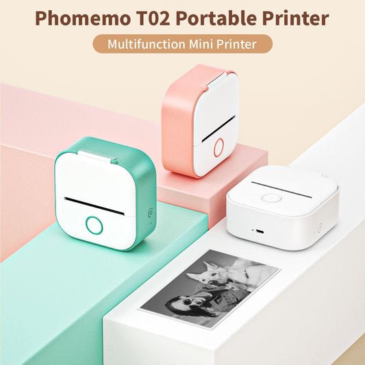 Phomemo T02 Mini Portable Thermal Printer Self-adhesive Sticker Label - product main white front angled view - b.savvi