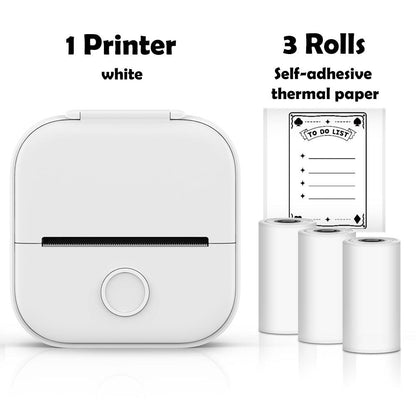 Phomemo T02 Mini Portable Thermal Printer Self-adhesive Sticker Label - product variant white front view 3 rolls - b.savvi