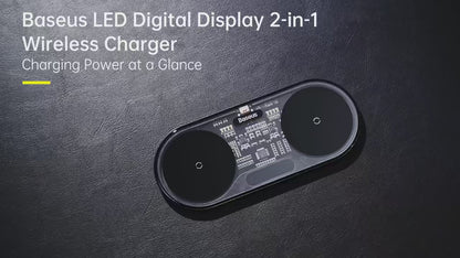 Baseus Transparent 20W Dual Wireless Charger with Digital LED Display