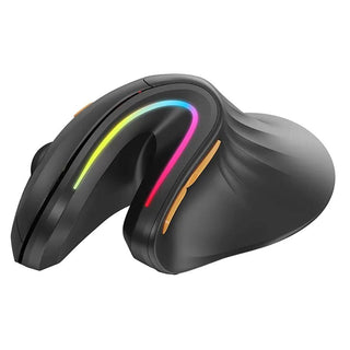 ProtoArc Ergonomic Vertical Wireless Bluetooth RGB Mouse - product main black front angled view - b.savvi