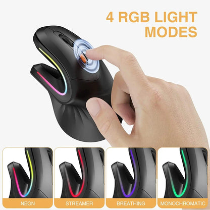 ProtoArc Ergonomic Vertical Wireless Bluetooth RGB Mouse - product details 4 rgb light modes - b.savvi