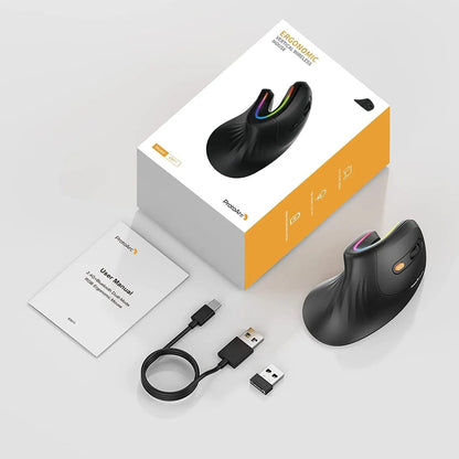 ProtoArc Ergonomic Vertical Wireless Bluetooth RGB Mouse - product details packaging - b.savvi