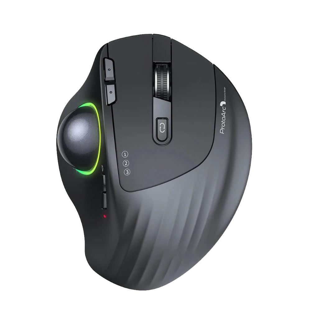 ProtoArc Ergonomic Wireless Bluetooth Trackball Mouse - product main black top view - b.savvi