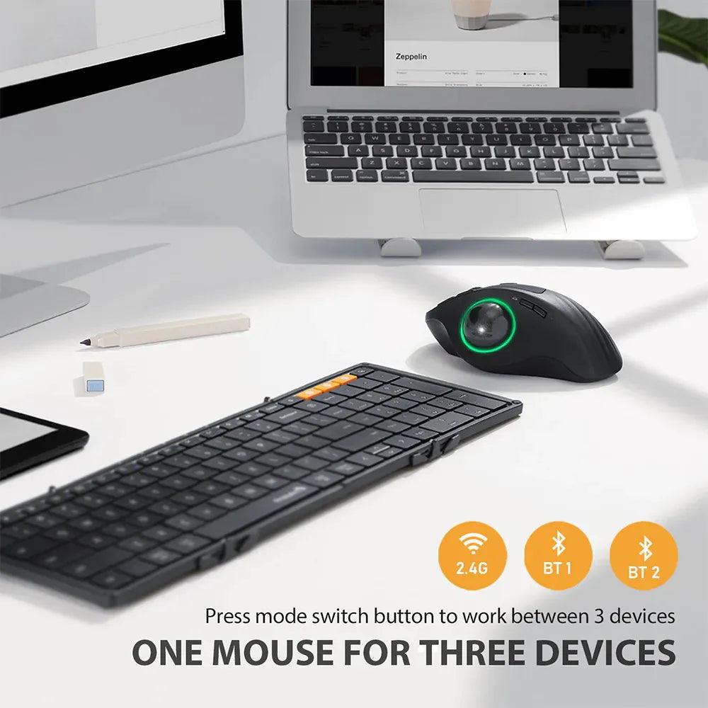 ProtoArc Ergonomic Wireless Bluetooth Trackball Mouse - product details one mouse three devices - b.savvi