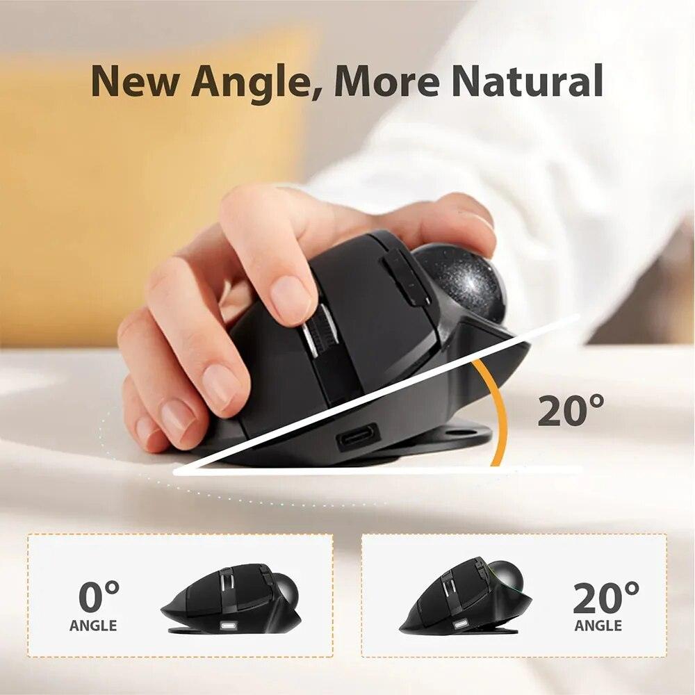 ProtoArc Ergonomic Wireless Bluetooth Trackball Mouse - product details new angle - b.savvi