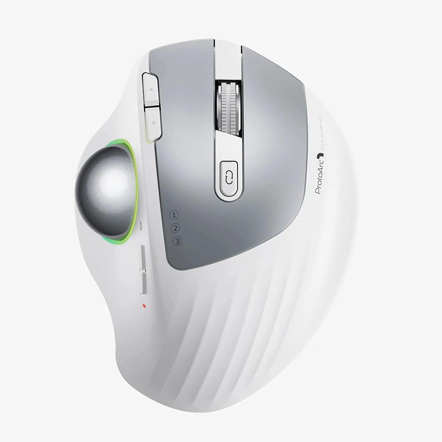 ProtoArc Ergonomic Wireless Bluetooth Trackball Mouse - product variant white top view - b.savvi