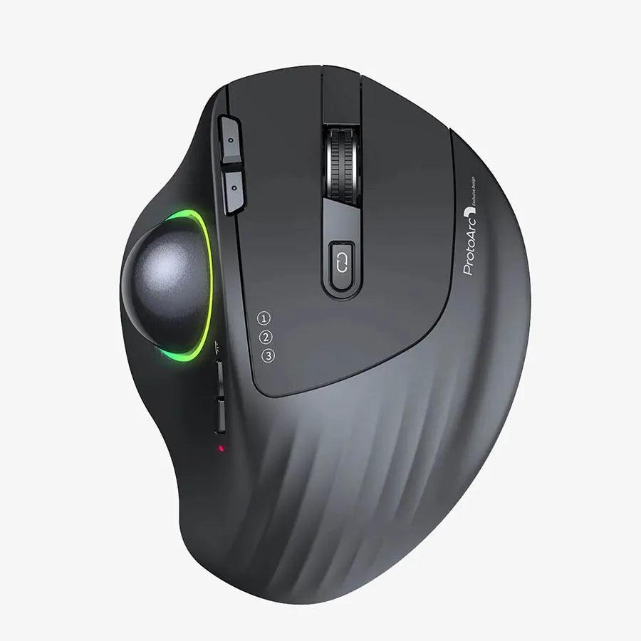ProtoArc Ergonomic Wireless Bluetooth Trackball Mouse - product variant black top view - b.savvi