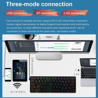 Redragon Elise Pro K624P Low-Profile Mechanical Wireless Gaming Keyboard 63 Key - product details 3 connection modes - b.savvi