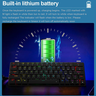 Redragon Elise Pro K624P Low-Profile Mechanical Wireless Gaming Keyboard 63 Key - product details bulit in battery - b.savvi