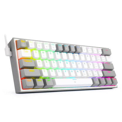 Redragon Fizz K617 RGB Mechanical Gaming Keyboard Wired 60% - product variant white grey front angled view - b.savvi