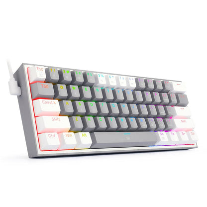 Redragon Fizz K617 RGB Mechanical Gaming Keyboard Wired 60% - product variant grey white front angled view - b.savvi