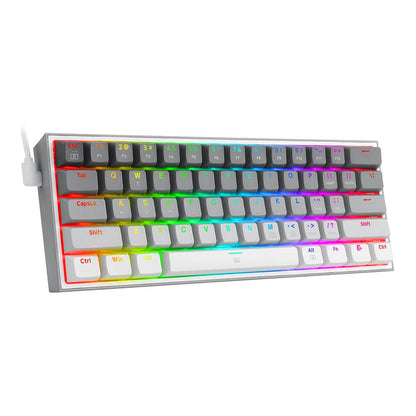 Redragon Fizz K617 RGB Mechanical Gaming Keyboard Wired 60% - product variant grey white gradient front angled view - b.savvi