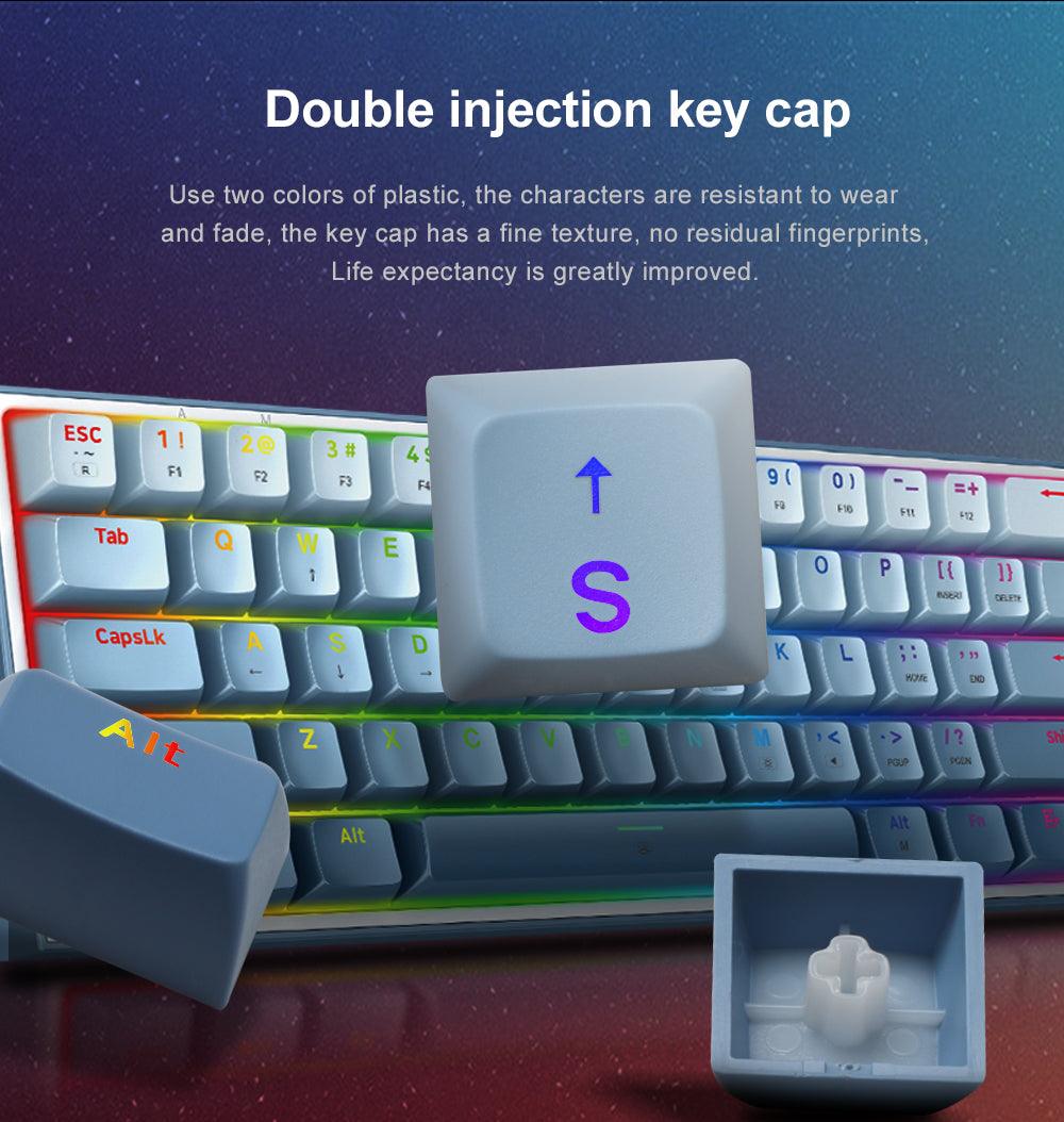 Redragon Fizz K617 RGB Mechanical Gaming Keyboard Wired 60% - product details double injection key cap - b.savvi