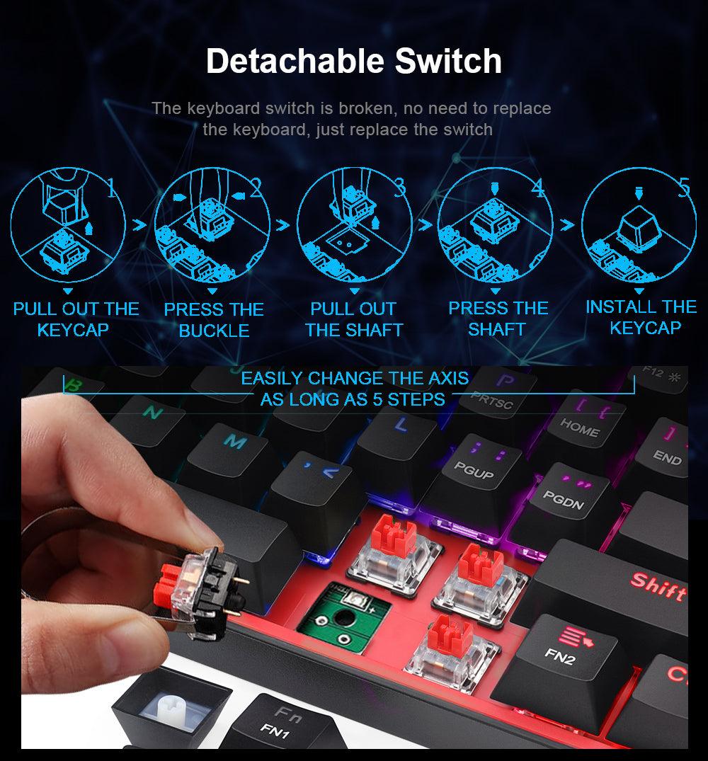 Redragon Fizz K617 RGB Mechanical Gaming Keyboard Wired 60% - product details detachable switch - b.savvi
