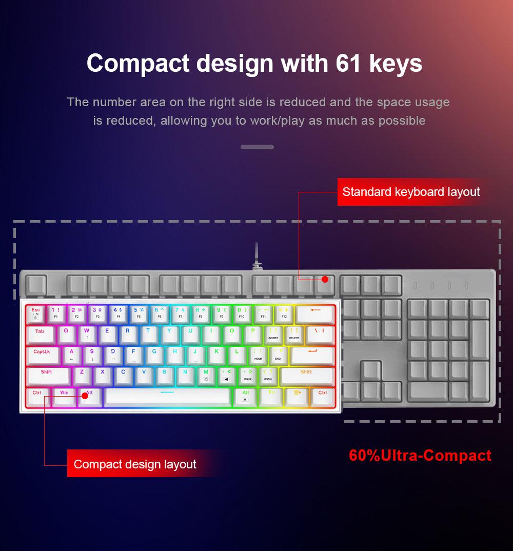 Redragon Fizz K617 RGB Mechanical Gaming Keyboard Wired 60% - product details compact design - b.savvi