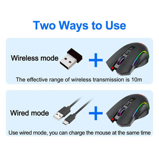 Redragon Griffin M602-KS RGB Wireless Gaming Mouse - product details two ways to use - b.savvi