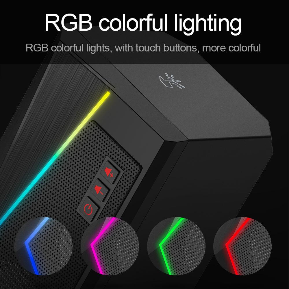 Redragon GS520 Anvil RGB Desktop Stereo Speakers - product details colourful lighting - b.savvi