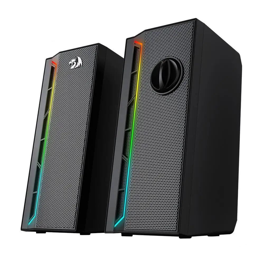 Redragon GS580 Calliope RGB Desktop Stereo Speakers - product main black front angled view - b.savvi