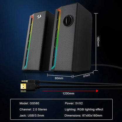 Redragon GS580 Calliope RGB Desktop Stereo Speakers - product details specs - b.savvi