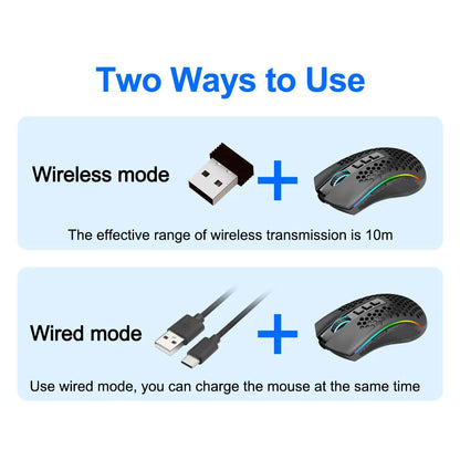 Redragon M808-KS Storm Pro Honeycomb RGB Gaming Mouse - product details two way use - b.savvi