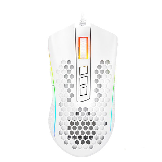 Redragon M808 Storm Ultralight Honeycomb RGB Gaming Mouse - product main white top view - b.savvi
