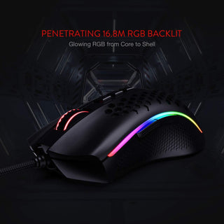 Redragon M808 Storm Ultralight Honeycomb RGB Gaming Mouse - product details backlit glow - b.savvi