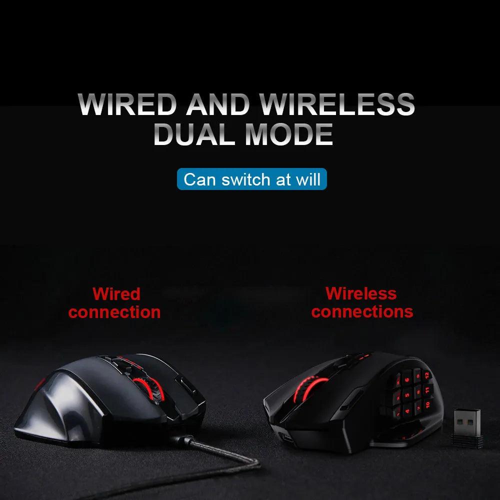 Redragon M913 Impact Elite RGB MMO Wireless Gaming Mouse with Side Buttons - product details wired or wireless - b.savvi