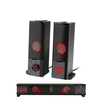 Redragon Orpheus GS550 Desktop Stereo Speakers / Soundbar - product main black front angled view - b.savvi