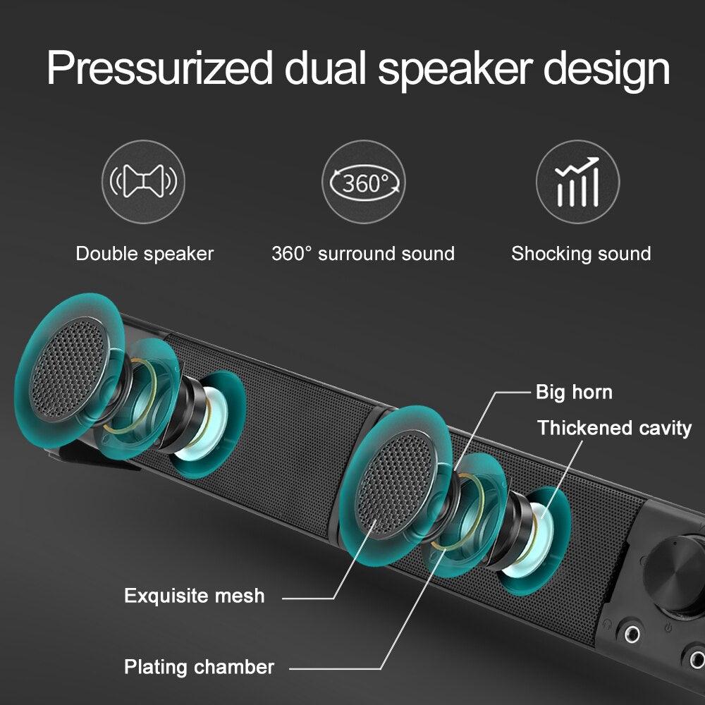 Redragon Orpheus GS550 Desktop Stereo Speakers / Soundbar - product details pressurised dual speaker design - b.savvi