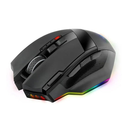 Redragon Sniper Pro M801P RGB Wireless Gaming Mouse - product main black front angled view - b.savvi
