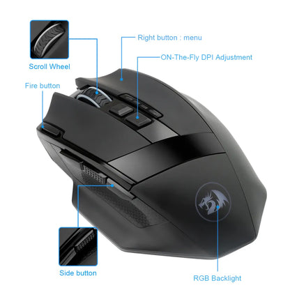 Redragon Sniper Pro M801P RGB Wireless Gaming Mouse - product details buttons - b.savvi