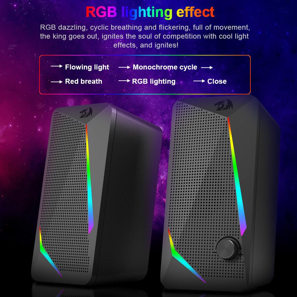 Redragon Waltz GS510 RGB Desktop Stereo Speakers - product details rgb lighting effect - b.savvi