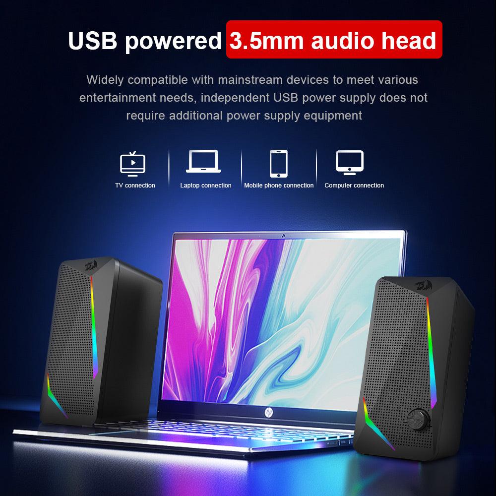 Redragon Waltz GS510 RGB Desktop Stereo Speakers - product details usb powered - b.savvi