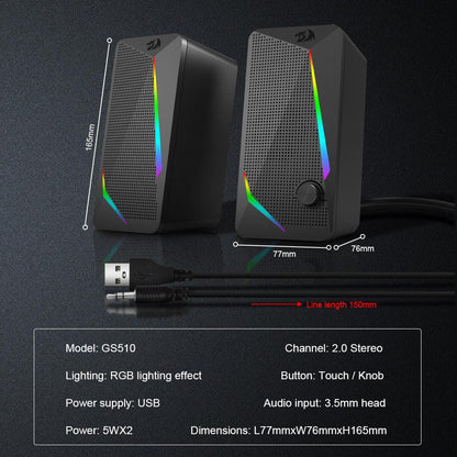 Redragon Waltz GS510 RGB Desktop Stereo Speakers - product details specs - b.savvi