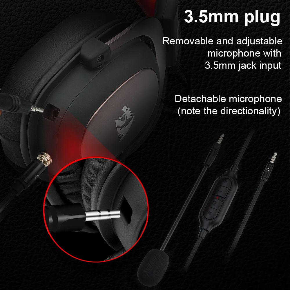 Redragon ZEUS 2 H510 Wired Gaming Headset - 7.1 Surround Sound - product details 3.5mm plug removable - b.savvi