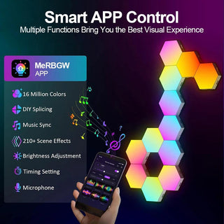 RGB Hexagon LED Lights Smart Hex Wall Lighting Panel - product details smart app control - b.savvi