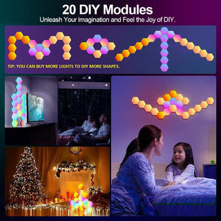 RGB Hexagon LED Lights Smart Hex Wall Lighting Panel - product details 20 diy modules - b.savvi