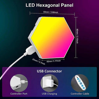 RGB Hexagon LED Lights Smart Hex Wall Lighting Panel - product details panel size - b.savvi