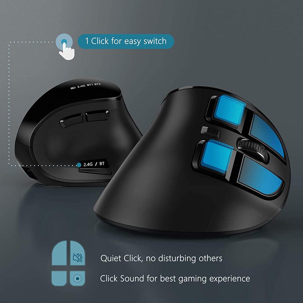 Seenda Ergonomic Mouse Wireless, Vertical Mouse Multi-Purpose - product details 1 click easy switch - b.savvi