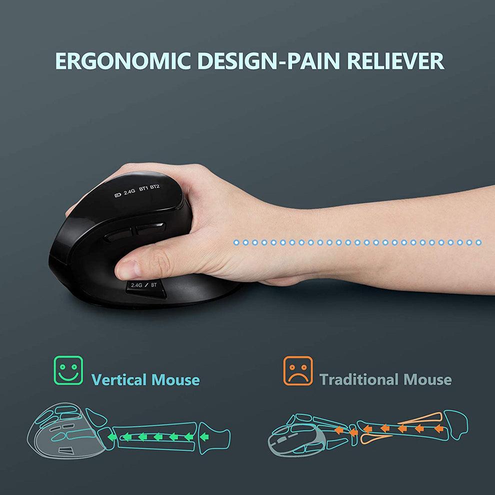Seenda Ergonomic Mouse Wireless, Vertical Mouse Multi-Purpose - product details ergonomic design - b.savvi
