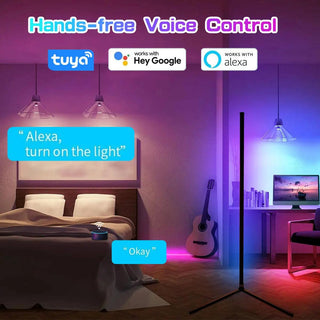 Smart LED RGB Corner Floor Lamp 160cm WiFi App Tuya Compatible - product details voice control - b.savvi